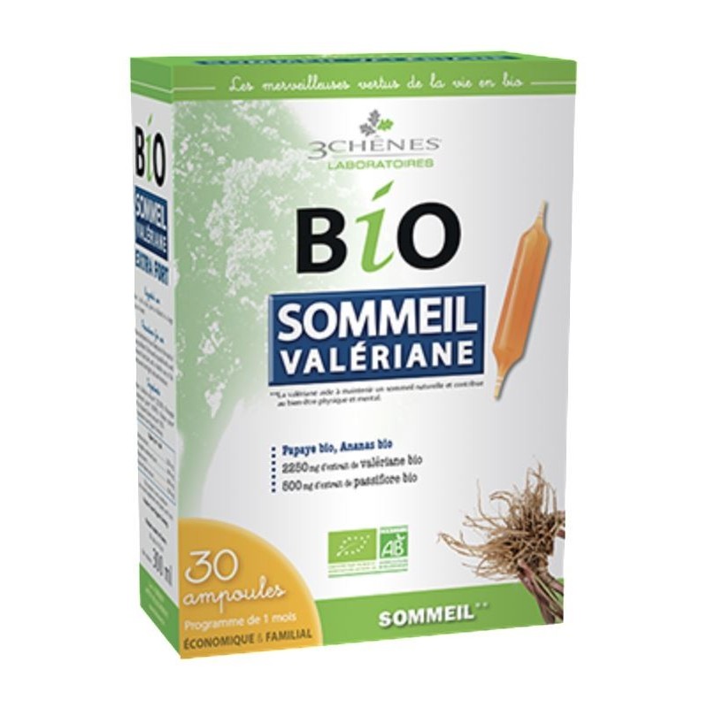 3 CHÊNES BIO SOMMEIL Valériane Passiflore boite 30 ampoules