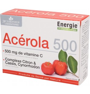 3 CHÊNES Acérola Vit C 500 mg boite 28 comprimés à croquer