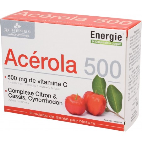 3 CHÊNES Acérola Vit C 500 mg boite 28 comprimés à croquer