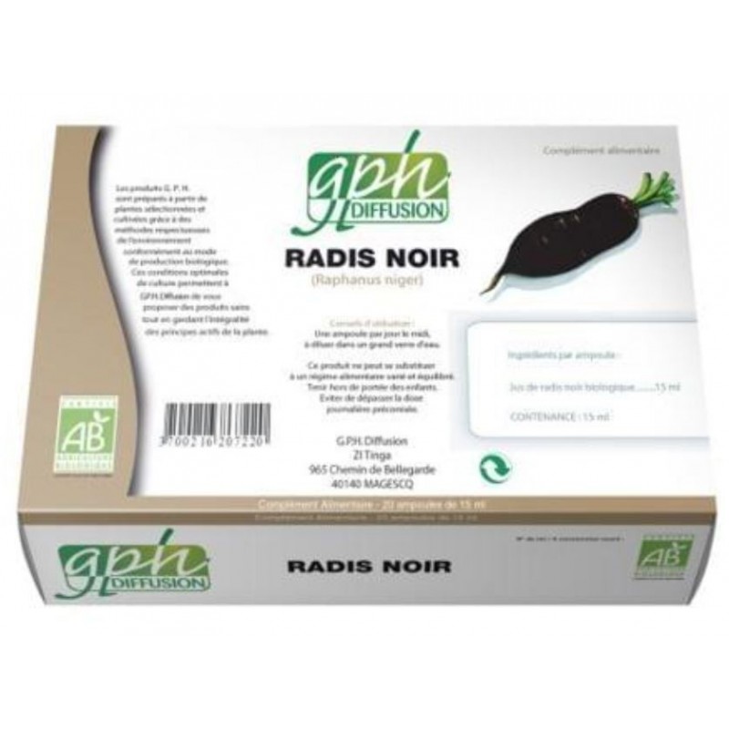 GPH DIFFUSION Radis Noir BIO 15ml | 20 ampoules