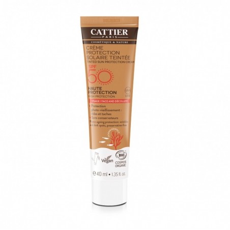 CATTIER crème protection solaire teintée Bio spf 50 (40ml)