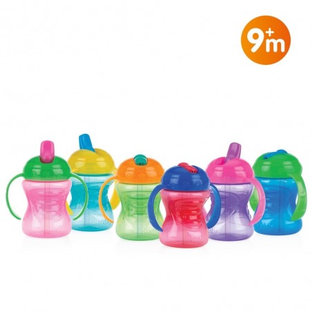 NUBY gobelet à anses et bec rigide et fermeture à clik couvercle 240ml +6mois Réf: ID10302