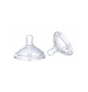 NUBY lot de 2 tétines en silicone pour biberons à col large anti-colique +6 mois Réf: NT67662