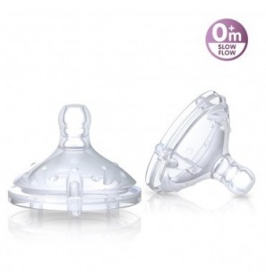 NUBY lot de 2 tétines en silicone pour biberons à col large +0 mois Réf: ID0015