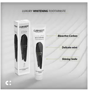 CURASEPT PACK LUXURY WHITENING dentifrice WHITE 75 ml + Brosse à Dent OFFERT