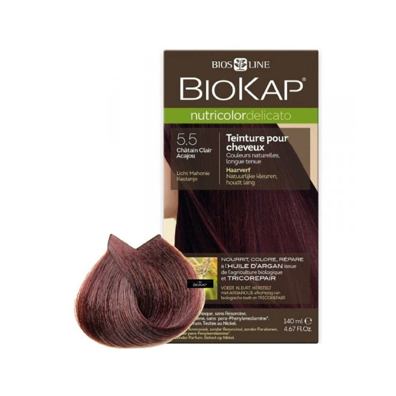 Biokap Nutricolor Delicato 5.5 Châtain Clair Acajou, 140 ml