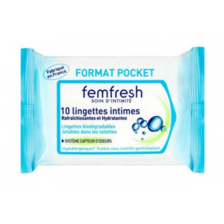 FEMFRESH Lingettes intimes boite 10 unités