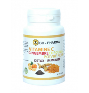 BC-PHARMA VITAMINE C+GINGEMBRE +CURCUMA+POIVRE NOIR boite 36 gélules