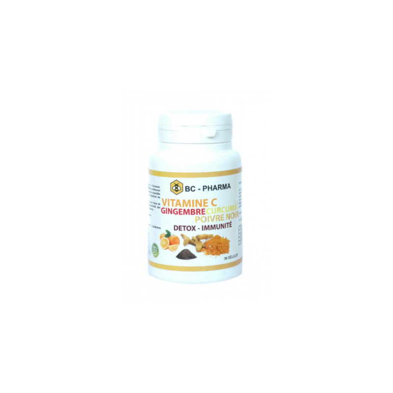 BC-PHARMA VITAMINE C+GINGEMBRE +CURCUMA+POIVRE NOIR boite 36 gélules