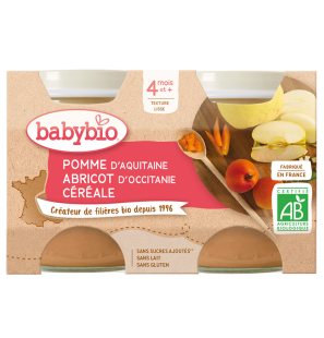 BABYBIO POMME + ABRICOT Petits pots de fruits | 2 x 130 G
