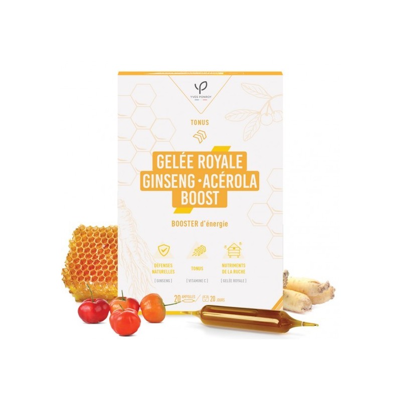 YVES PONROY GELÉE ROYALE - GINSENG - ACÉROLA BOOST ampoules bte 20