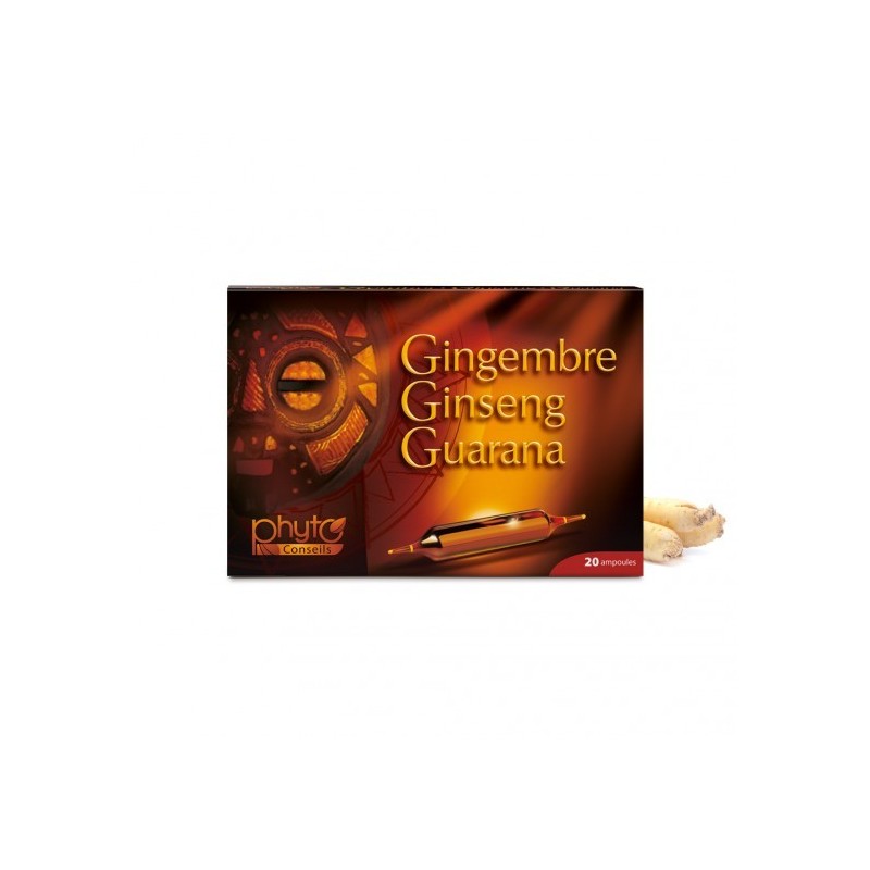 PHYTO CONSEILS Gingembre Ginseng Guarana boite 20 ampoules