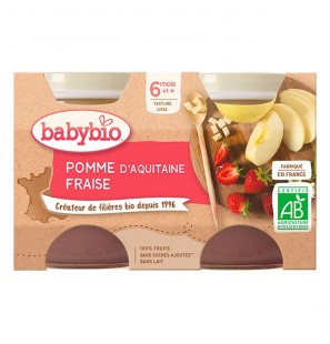 BABYBIO POMME & FRAISE Petits pots de fruits | 2 x 130 G