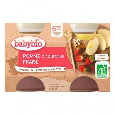 BABYBIO POMME & FRAISE Petits pots de fruits | 2 x 130 G
