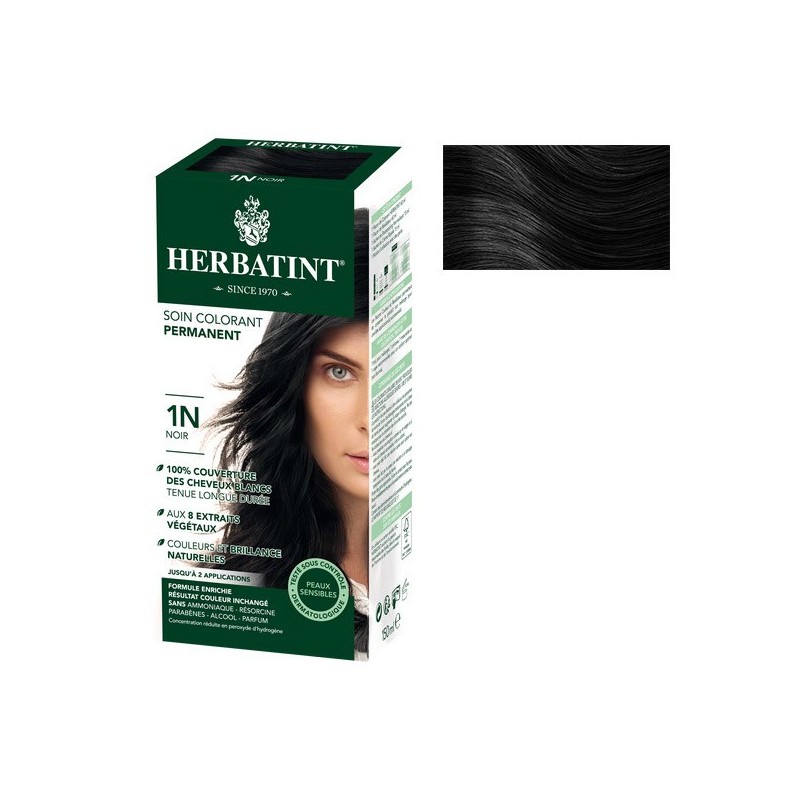 HERBATINT- Coloration Cheveux Naturelle 1N Noir - 150ml -