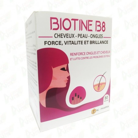 BC PHARMA BIOTINE B8 Cheveux - Peau - Ongles boite 80 gélules