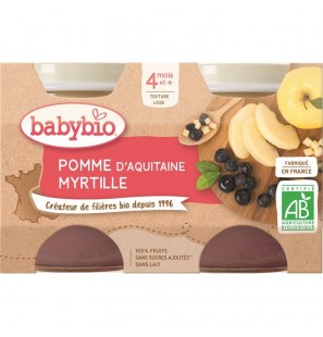 BABYBIO POMME & MYRTILLE Petits pots de fruits | 2 x 130 G
