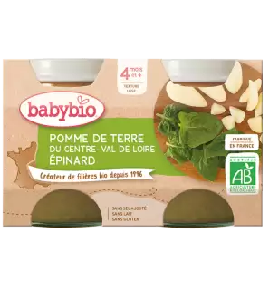 BABYBIO POMME DE TERRE & EPINARD Petits pots de légumes | 2 x 130 G