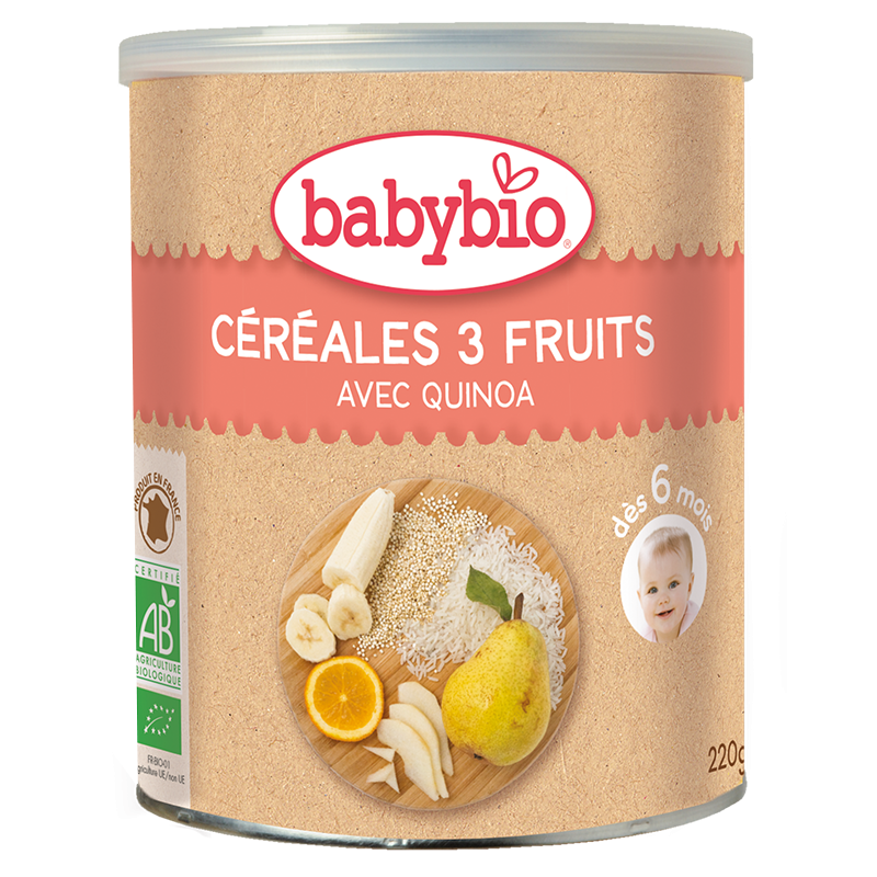 BABYBIO Céréales 3 fruits 220g – dès 8 mois