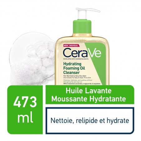 CeraVe Huile Lavante Moussante Hydratante Peau Très Sèche à Atopique | 473ml