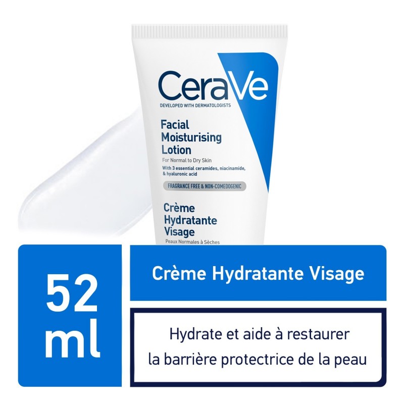 CeraVe Crème Hydratante Visage Peau Normale à Sèche | 52ml