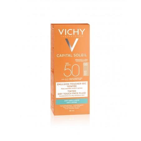 Vichy Capital Soleil BB Émulsion Toucher Sec Teintée SPF50 Peau Sensible Mixte à Grasse | 50ml