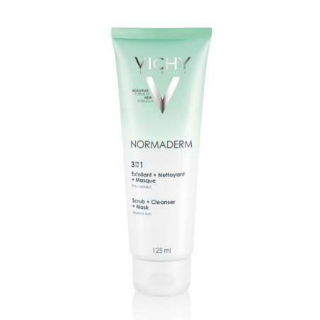 Vichy Normaderm 3en1 Exfoliant Nettoyant Masque Peau Mixte à Grasse | 125ml