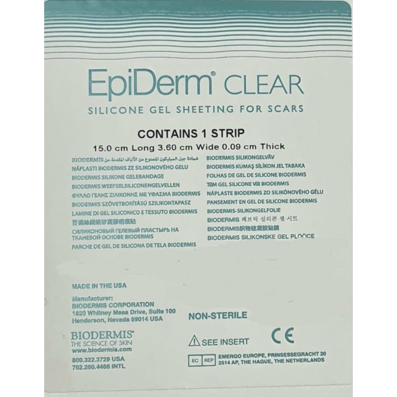 EPI-DERM Feuille 100% gel de silicone (15*3.6 CM)