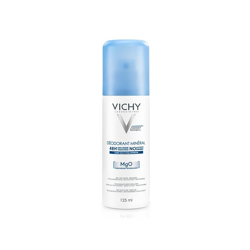 Vichy Dermo-Tolérance Déodorant Minéral 48H Aérosol Sans Sels d'Aluminium Peau Sensible et Réactive | 125ml