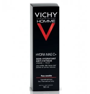 Vichy Homme Hydra Mag C+ Soin Hydratant Anti-Fatigue Visage et Yeux Sensibles | 50ml