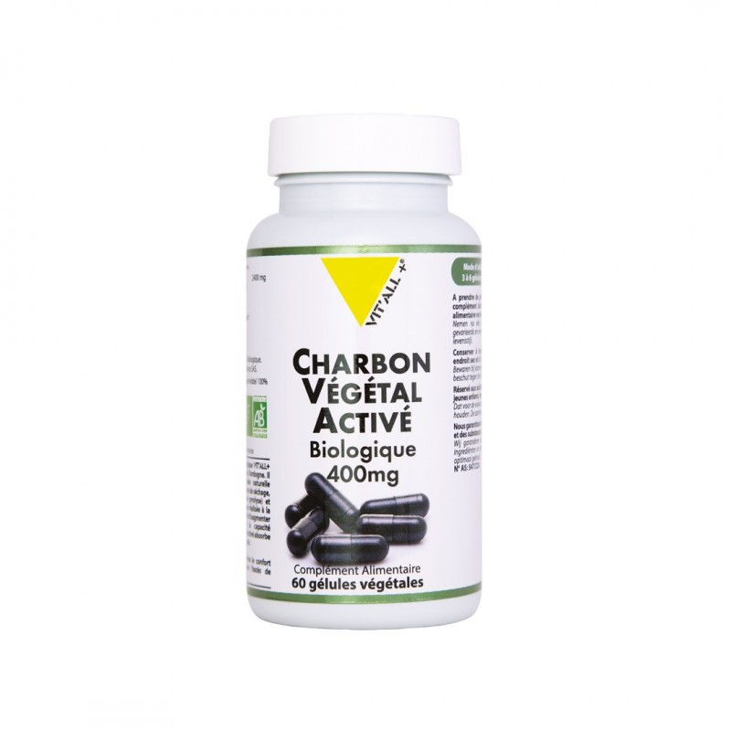 VIT'ALL+ charbon végétal actif 400mg boite 60 gélules