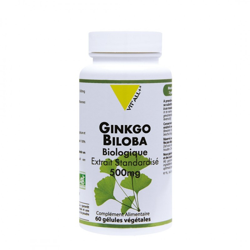 VIT'ALL+ Ginkgo Biloba Bio 500mg boite 60 gélules