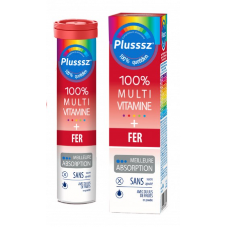 PLUSSSZ Multivitamine + Fer Plusssz 20 comprimés effervescents