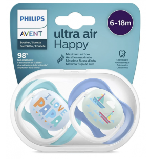 Avent Philips Sucette Ultra Air Happy 6-18 Mois Garçon 2 Pièces