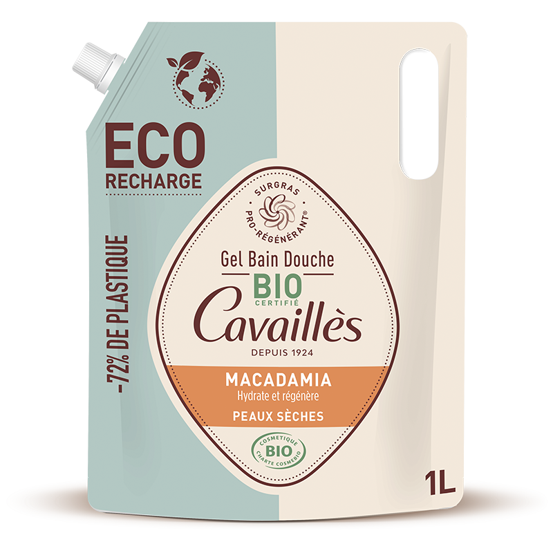 ROGE CAVAILLES Eco-Recharge HUILE MACADAMIA gel bain douche BIO 1L