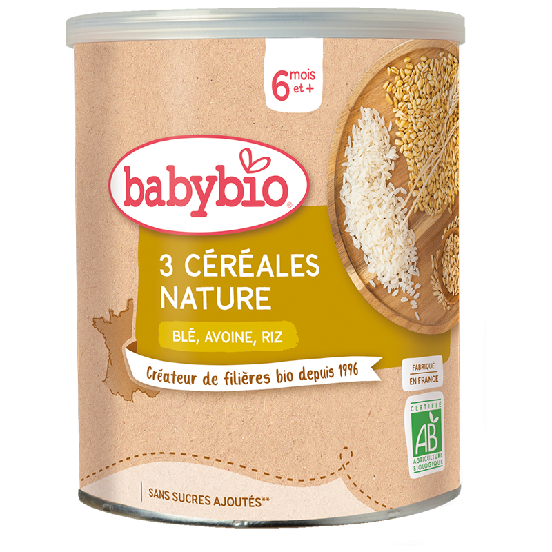 BABYBIO 3 Céréales Nature 220g – dès 6 mois