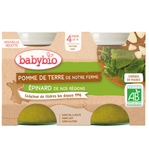 BABYBIO POMME DE TERRE & EPINARD Petits pots de légumes | 2 x 130 G