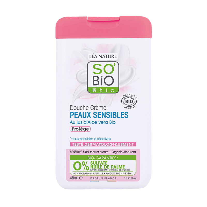 SO'BIO ETIC douche crème peaux sensibles au jus d'aloe vera Bio | 450 ml