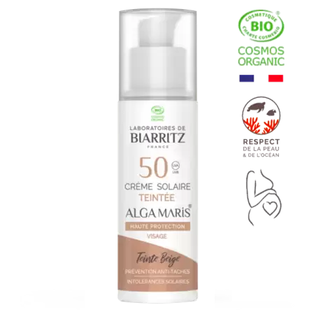 BIARRITZ ALGAMARIS crème solaire Teinté BEIGE spf 50 Bio| 50 ml