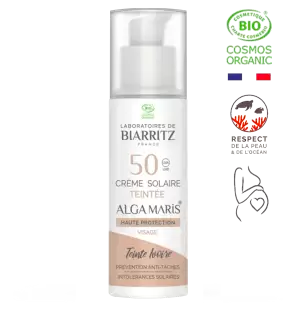 BIARRITZ ALGAMARIS crème solaire Teinté IVOIRE spf 50 Bio| 50 ml