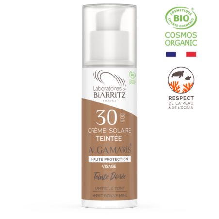 BIARRITZ ALGAMARIS crème solaire Teinté DORÉ spf 30 | 50 ml