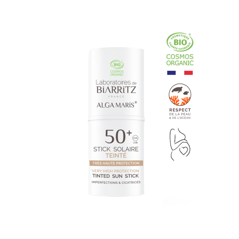 BIARRITZ ALGAMARIS stick solaire Teinté spf 50 Bio | 9G