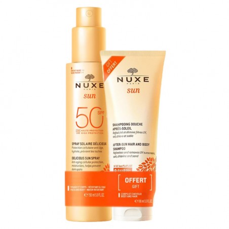 NUXE SUN PACK SPRAY SOLAIRE DELICIEUX 150ML + SHAMPOOING DOUCHE APRES-SOLEIL 100ML