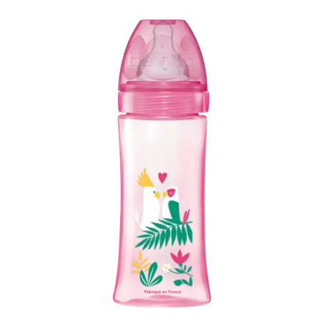 DODIE Biberon tétine ronde 3 vitesses Rose Jungle 330mL