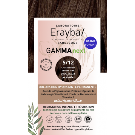 ERAYBA COLORATION HYDRATANTE  PERMANENTE CHATIN CLAIR CENTRE IRISE N°5.12