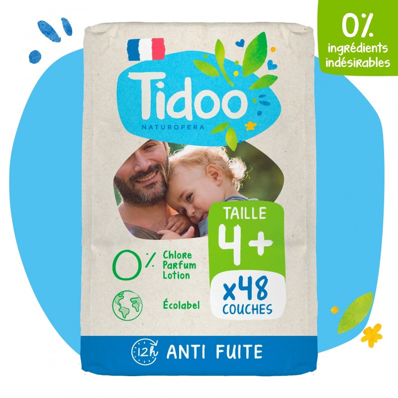 TIDOO Taille 4+ (9-20kg) couches | 48 u