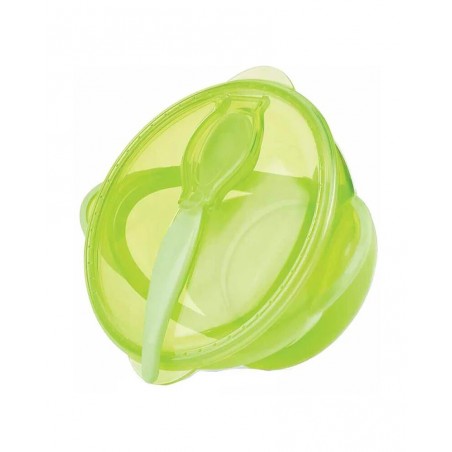 NUBY Assiette profonde avec ventouse, cuillère et couvercle +9 mois VERT