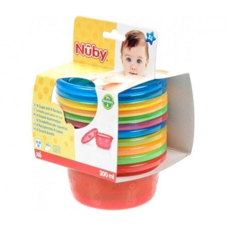 NUBY Petit bols avec couvercle pack de 6  3m+ 300ml