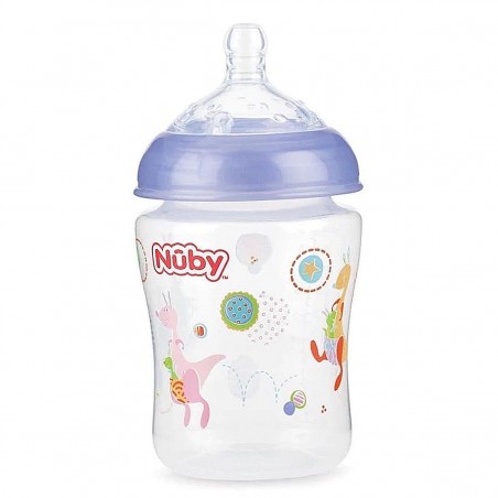 NUBY biberon en polycarbonate imprimé avec tétine SoftFlex 180ml + 0 mois