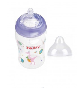 NUBY biberon en polycarbonate imprimé avec  tétine SoftFlex 270ml + 0 mois